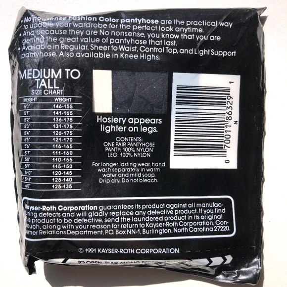 3 vtg No Nonsense Fashion Color regular pantyhose black sandalfoot Medium Tall B - Picture 3 of 5